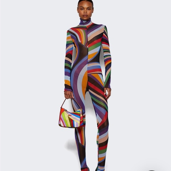 Emilio Pucci Pants - Emilio Pucci Vibrant Multicolor Printed High-Neck Jumpsuit